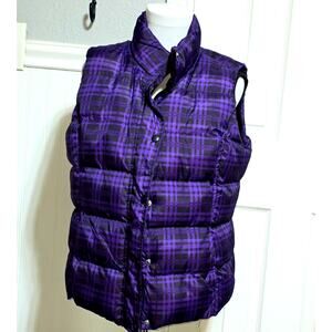 Y2K Faded Glory Puffer Vest Girls Size L (12-14)) Purle Black Plaid Quilted